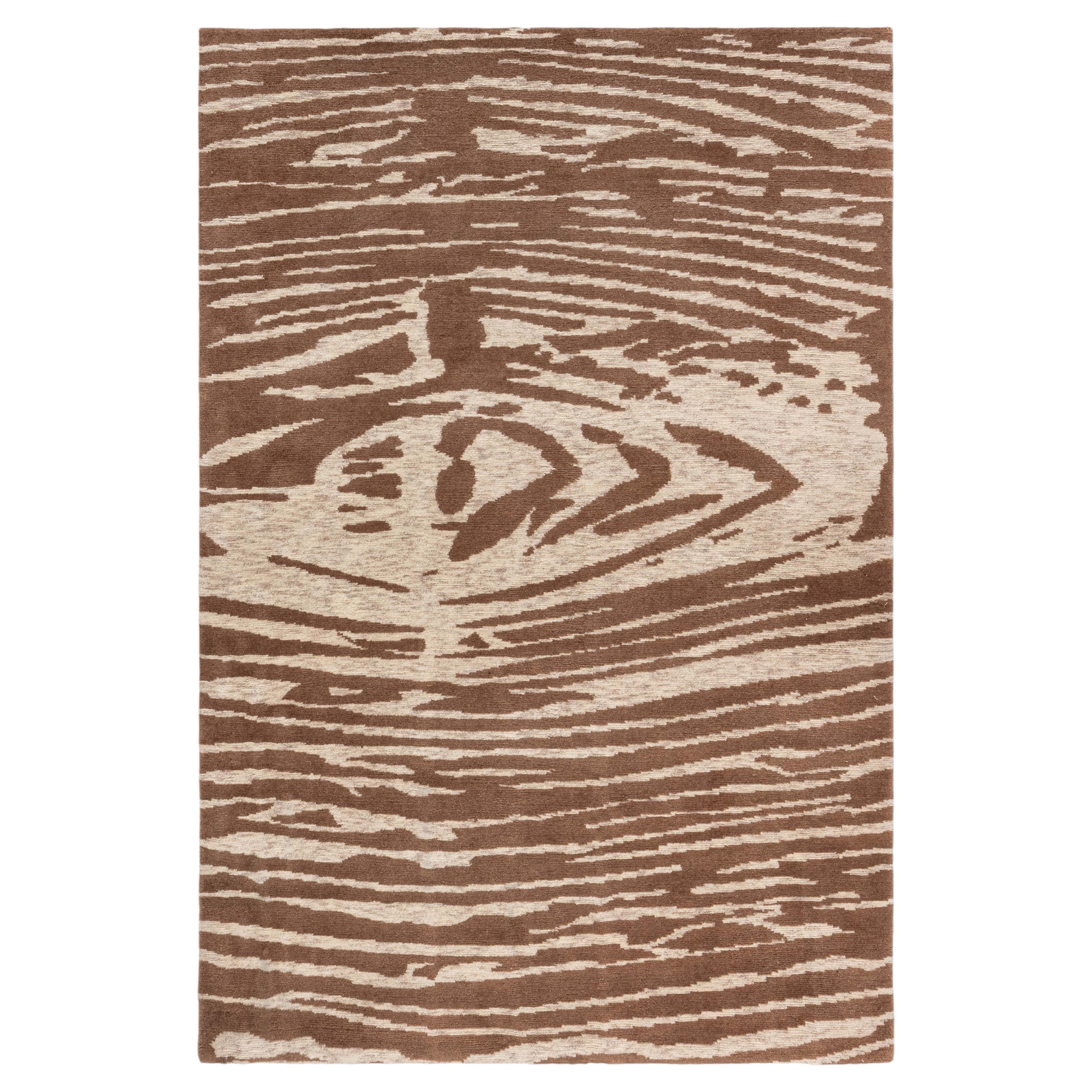 Abstract Modern Carpet In Warm Tan And Light Beige "Whirl" by Doris Leslie Blau