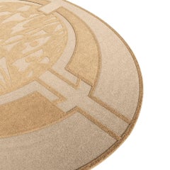 Modern Memphis Style Oval Shape Abstract Pattern Hand-Tufted Rug Cream