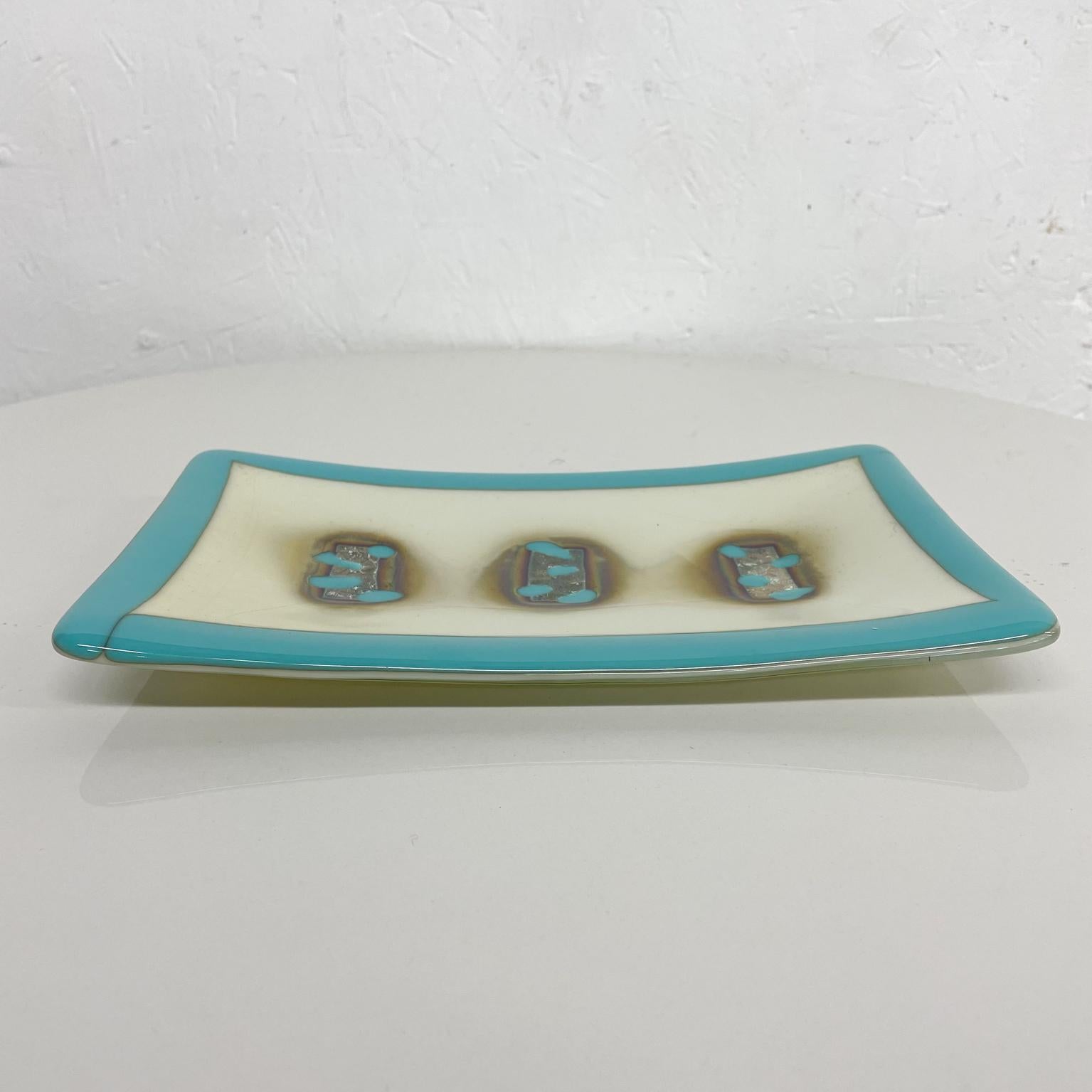 Mid-Century Modern Stunning Art Glass Blue and White Decorative Dish Abstract Modern Design 1960s For Sale