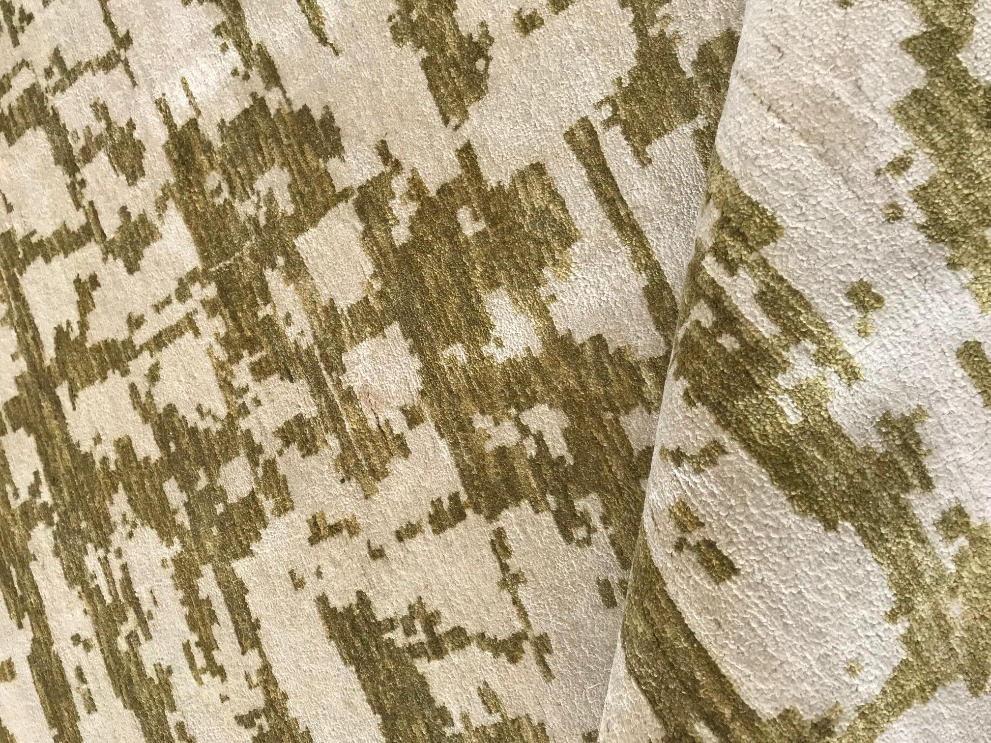 Indian Abstract Modern Green Silk Rug by Doris Leslie Blau For Sale
