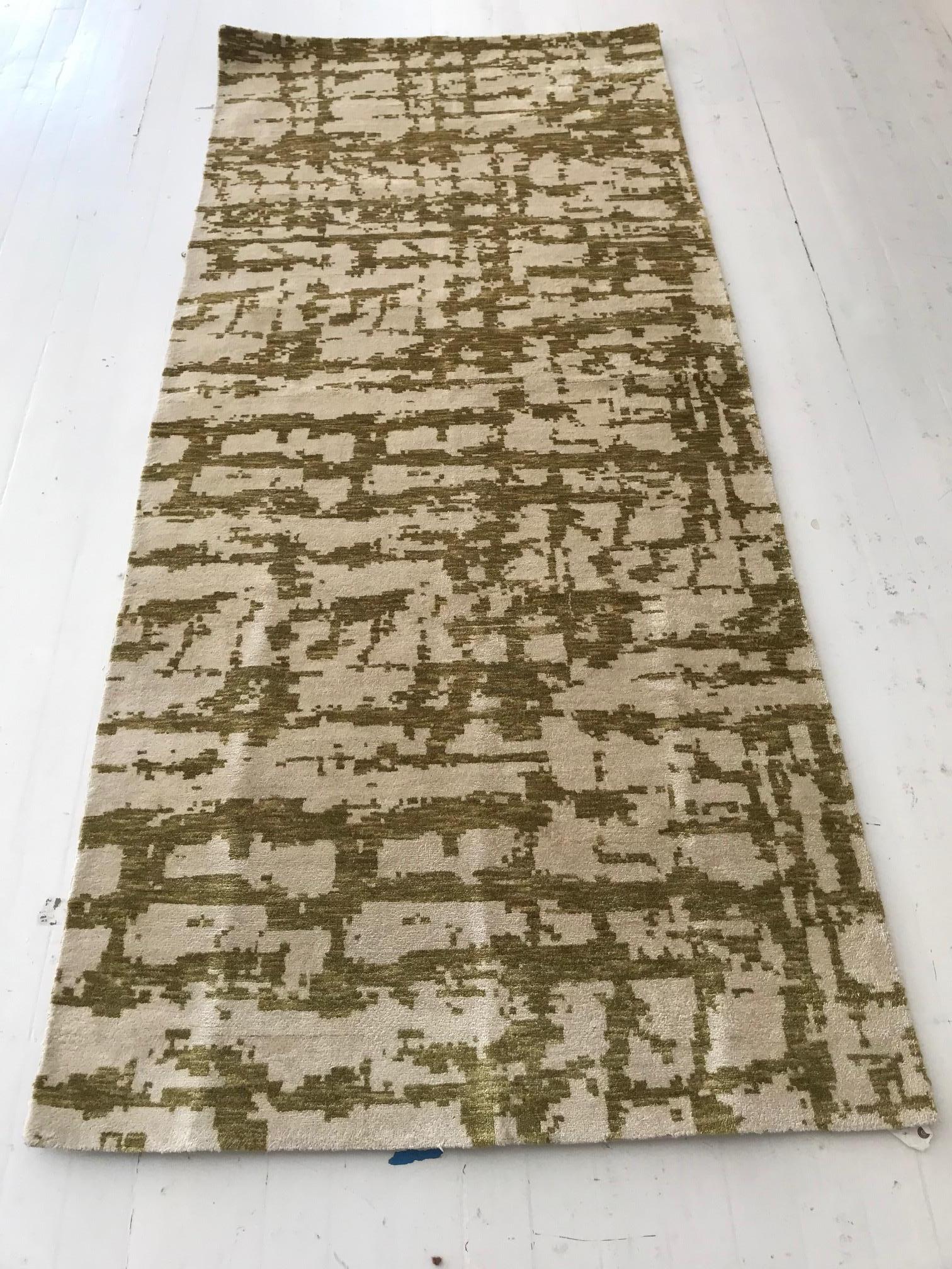 Abstract Modern Green Silk Rug by Doris Leslie Blau For Sale 2
