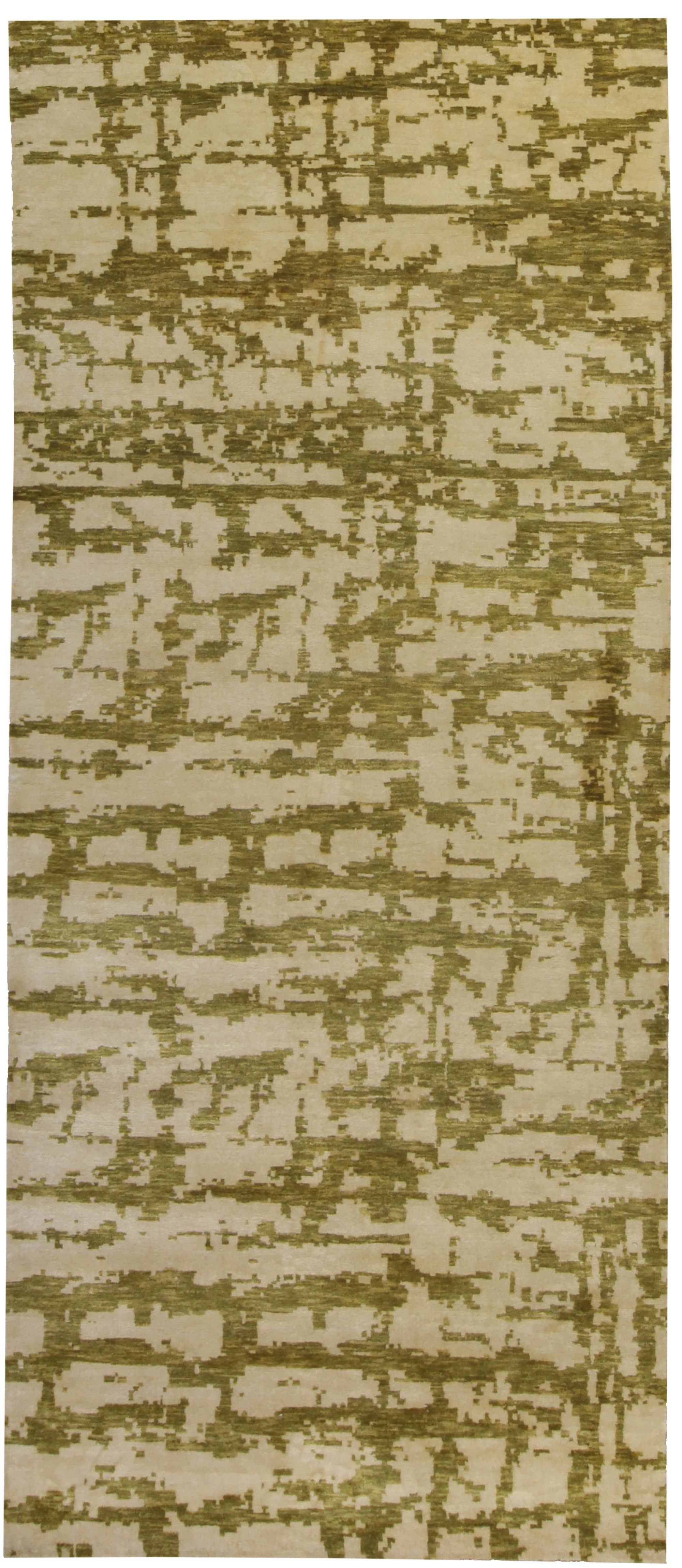 Abstract Modern Green Silk Rug by Doris Leslie Blau