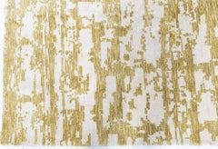 Abstract Modern Grid Golden Tan With Ivory Silk Rug "Giltgrid"
