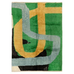 Abstract Modern Hand-Knotted "Tulu" Rug, 100% Wool, Custom Options Available