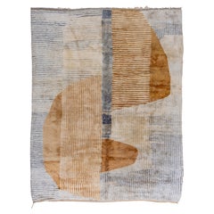 Abstract & Modern Handknotted Moroccan Rug with Copper, Gray & Ivory Tones