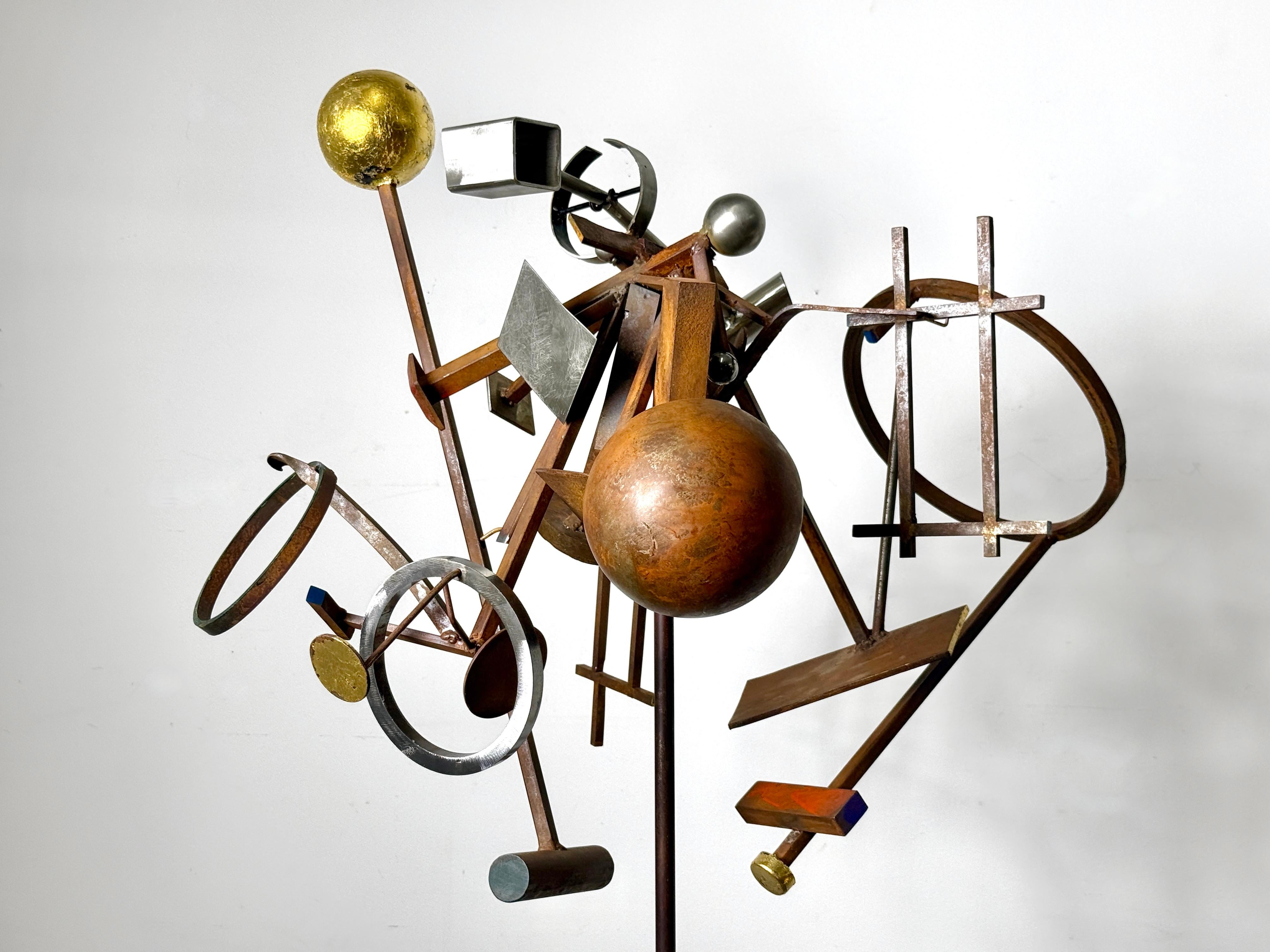 Abstract Modern Kinetic Stabile Steel Floor Sculpture by Terry Lee Dill 2001 In Good Condition For Sale In Troy, MI