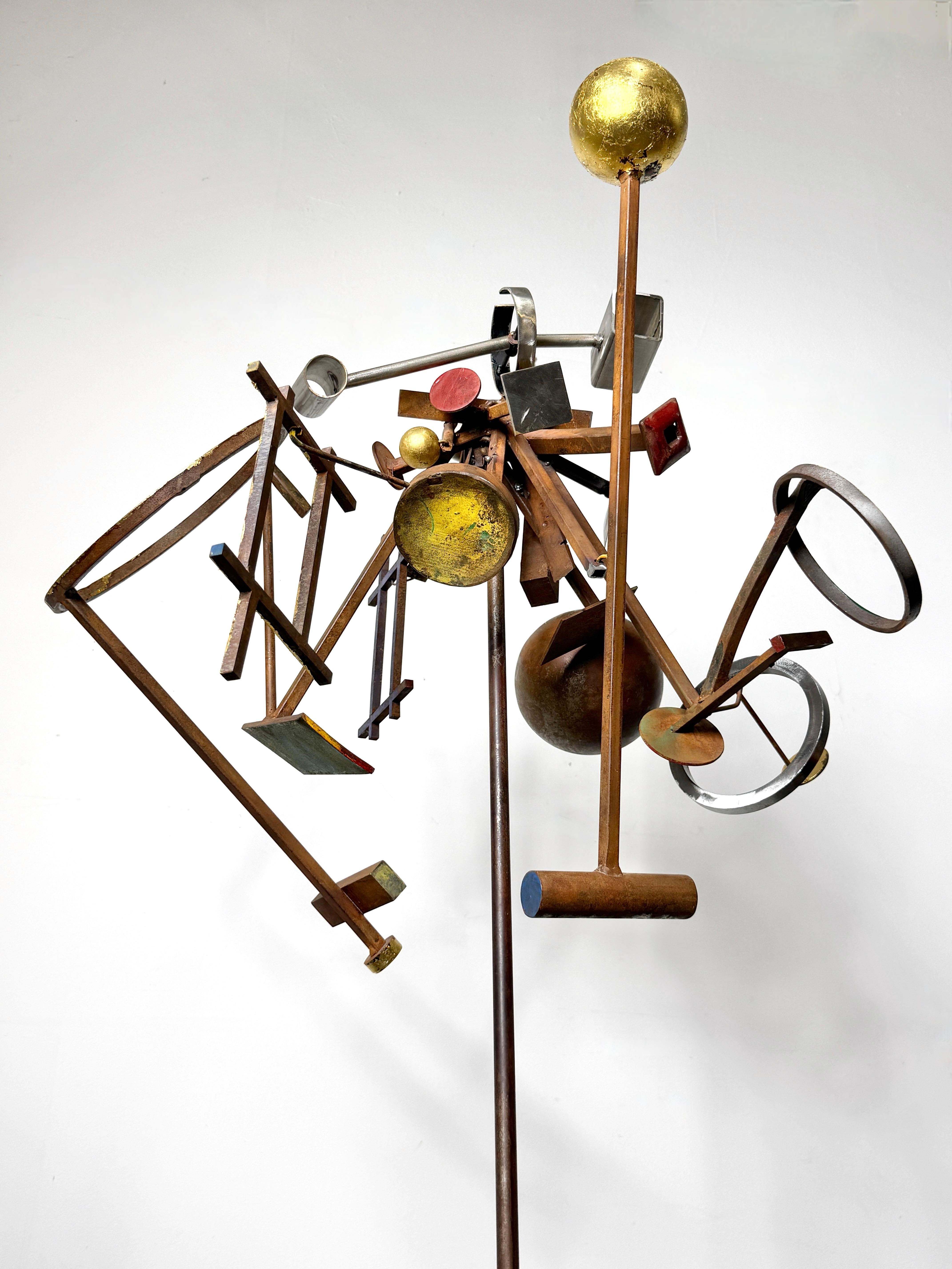 Contemporary Abstract Modern Kinetic Stabile Steel Floor Sculpture by Terry Lee Dill 2001 For Sale