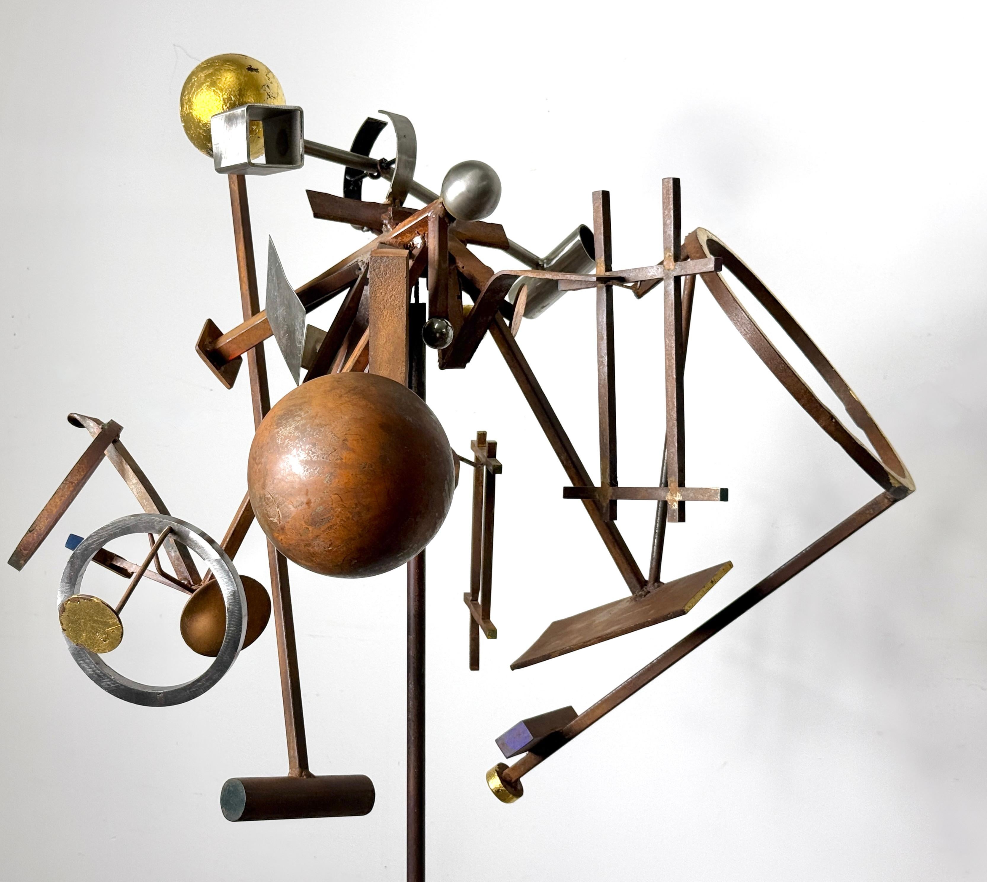 Aluminum Abstract Modern Kinetic Stabile Steel Floor Sculpture by Terry Lee Dill 2001 For Sale