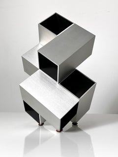 Abstract Modern Modular Aluminum Op Art Cube Sculpture by Kosso Eloul 1970s