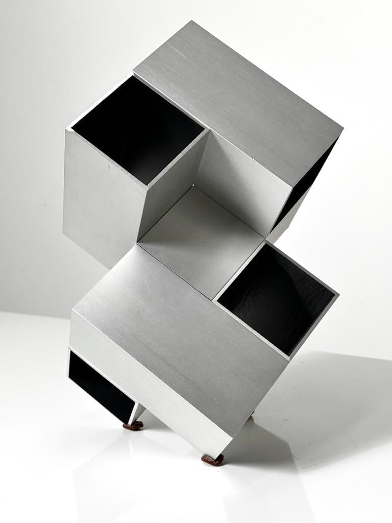 Canadian Abstract Modern Modular Aluminum Op Art Cube Sculpture by Kosso Eloul 1970s For Sale
