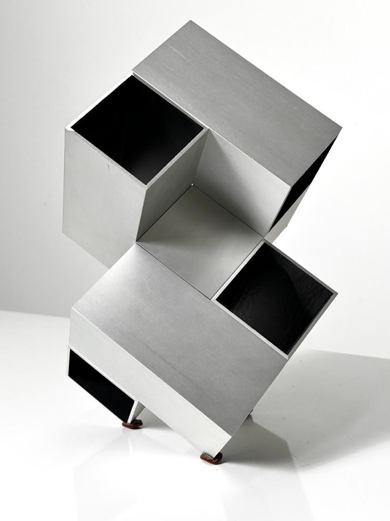Canadian Abstract Modern Modular Aluminum Op Art Cube Sculpture by Kosso Eloul 1970s