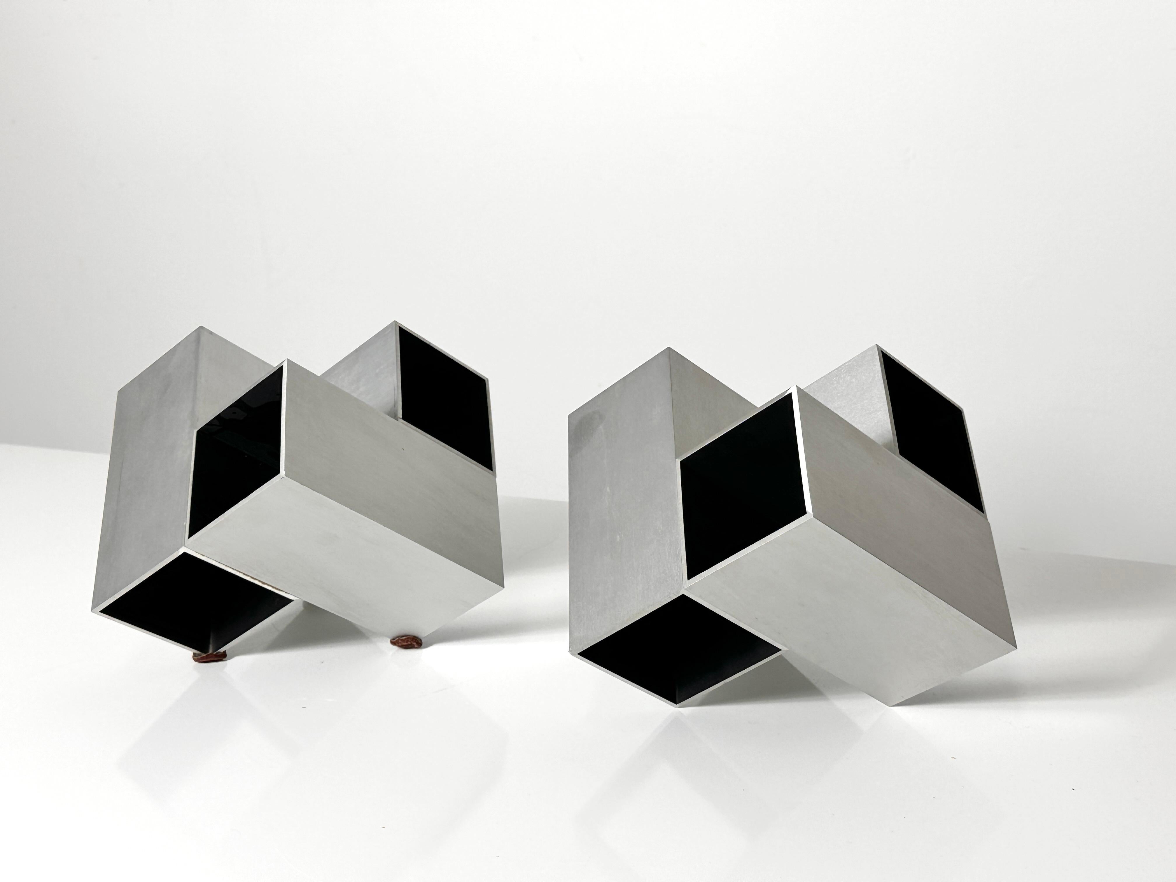 Late 20th Century Abstract Modern Modular Aluminum Op Art Cube Sculpture by Kosso Eloul 1970s For Sale