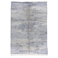 Abstract & Modern Moroccan Rug, Animal Print Design & Field, Gray & Cream Tones