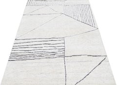 Abstract Modern Moroccan Style Scatter Wool Rug in Ivory by Apadana