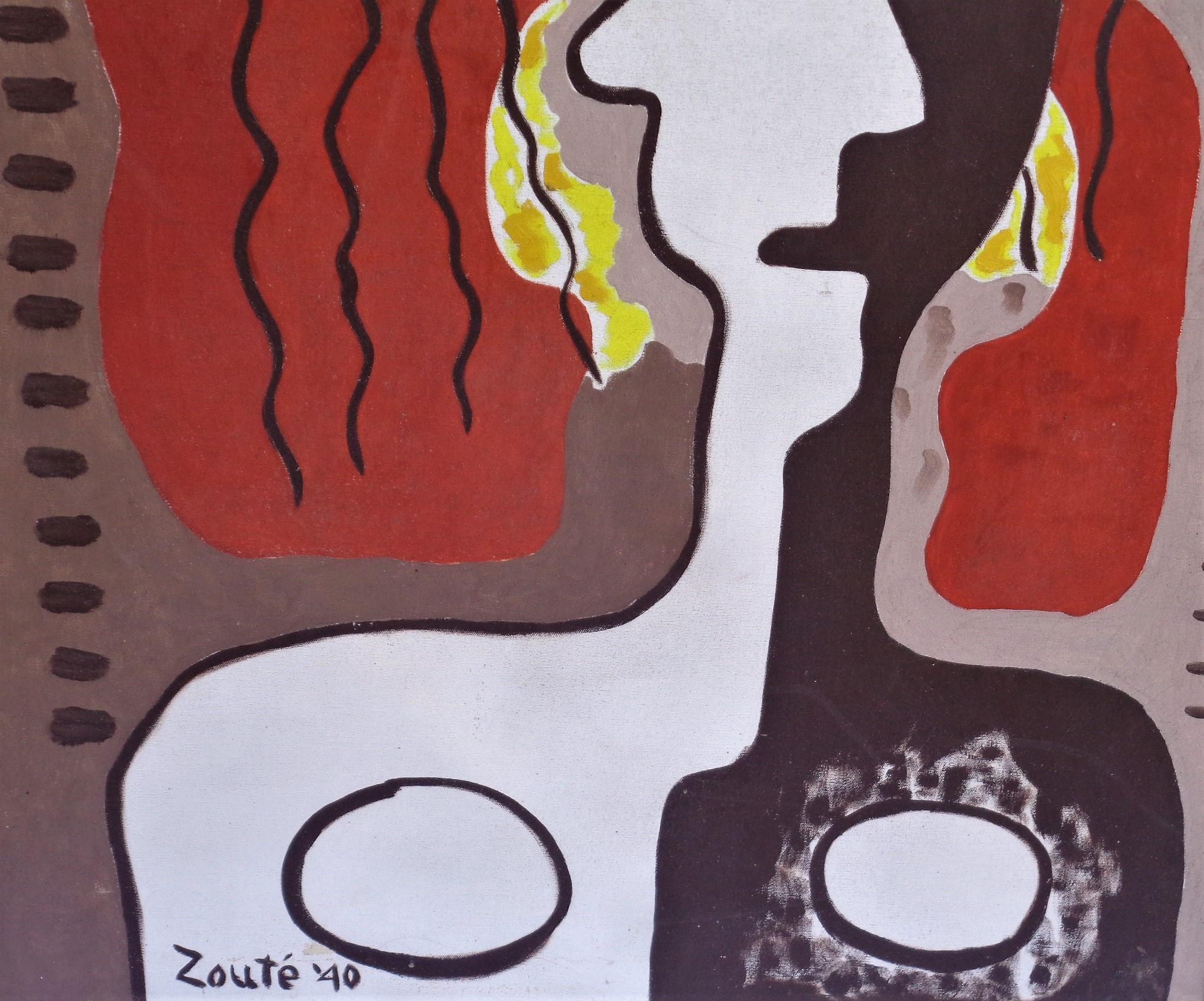 American Abstract Modern Nude Oil Painting on Canvas, Zoute' 1940 For Sale