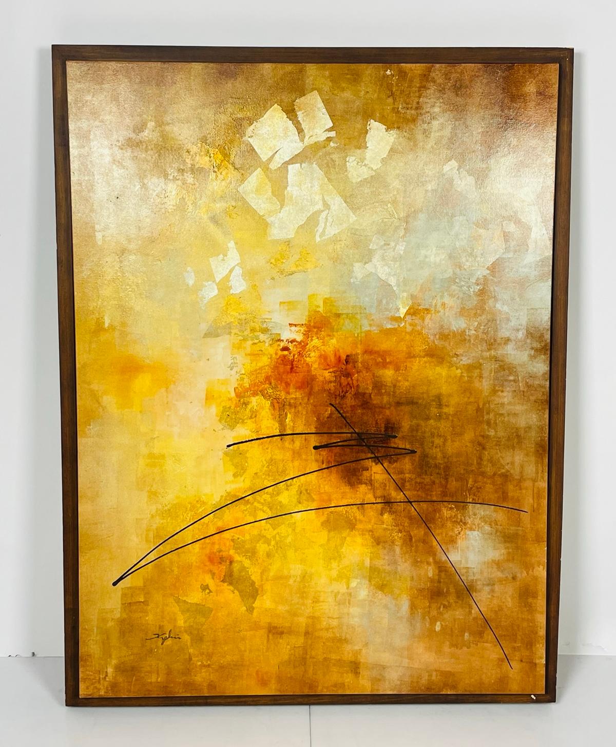 Beautiful abstract painting, beautiful blend of colors and great technique.
The piece is large, and is perfect for modern spaces.

The piece is signed.

Measurements:
59.50 inches high x 38.25 inches wide x 3.50 inches projection from the wall.