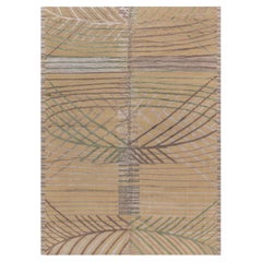 Abstract Modern Oversized Rug With Palm Frond Motif In Golden Tan "Palmera"