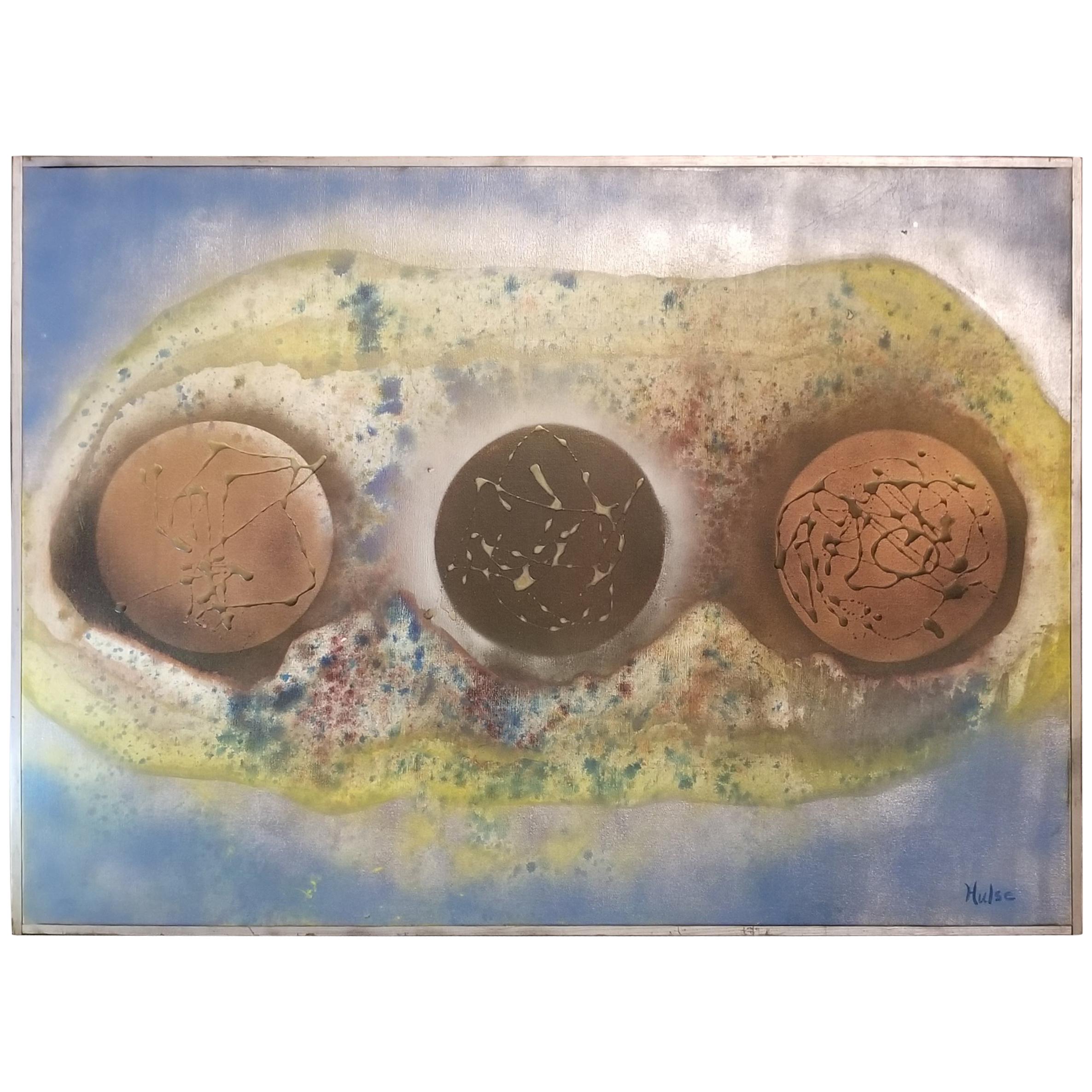 Abstract Modern Painting with Planets or Spheres For Sale