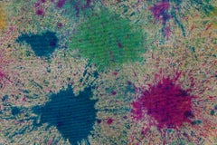 Abstract Modern Radial Splatter Light Blue Rug "Supernova" by Doris Leslie Blau
