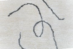 Abstract Modern Runner Line Motifs In Off White Silk Blend "whisper Lines"