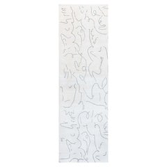 Abstract Modern Runner Line Motifs In Off White Silk Blend "whisper Lines"
