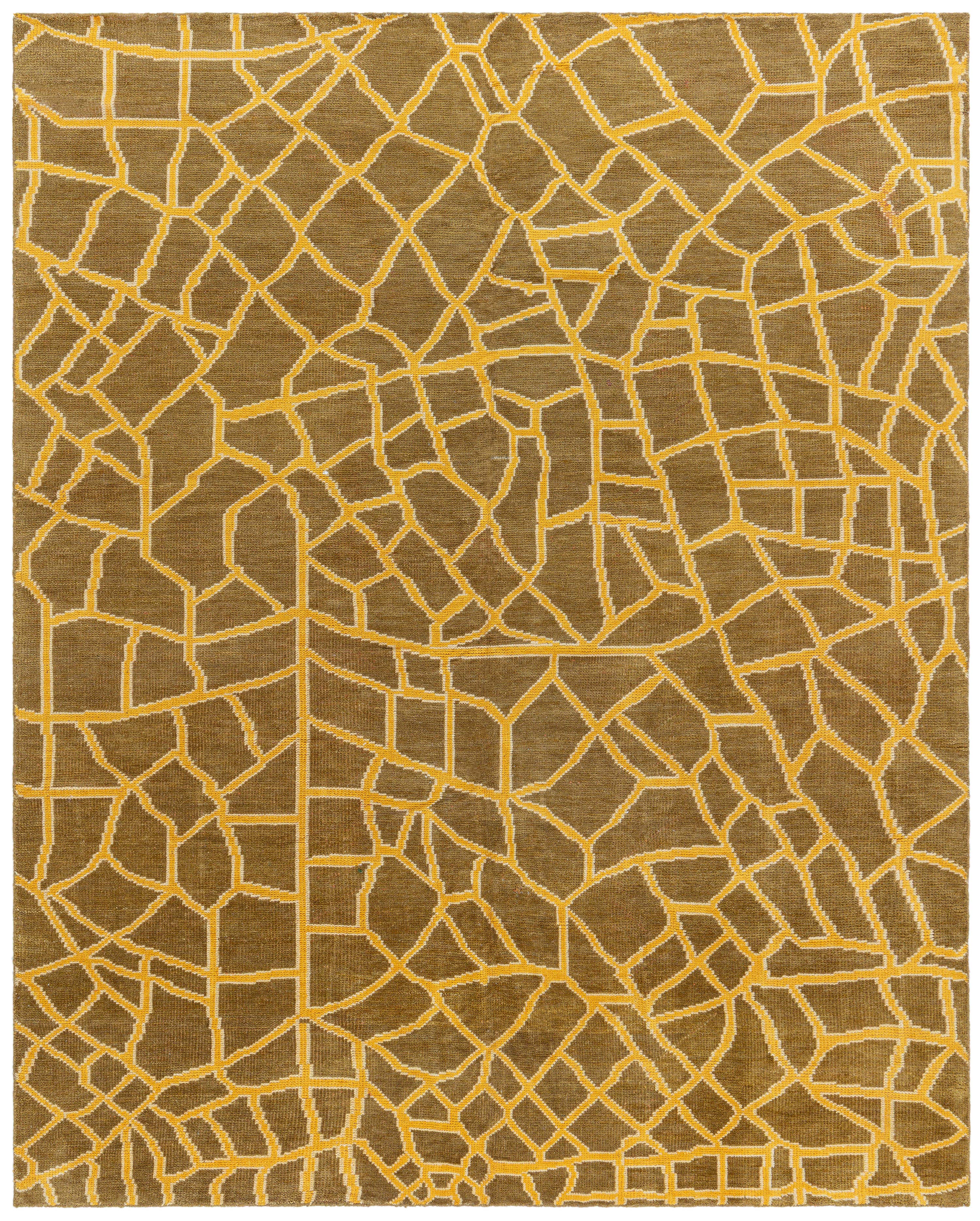 Tappeto contemporaneo astratto in pelle di serpente realizzato a mano da Doris Leslie Blau in vendita