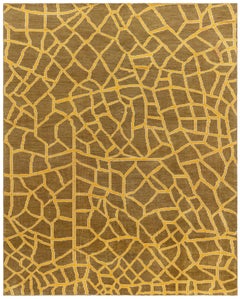 Tappeto contemporaneo astratto in pelle di serpente realizzato a mano da Doris Leslie Blau