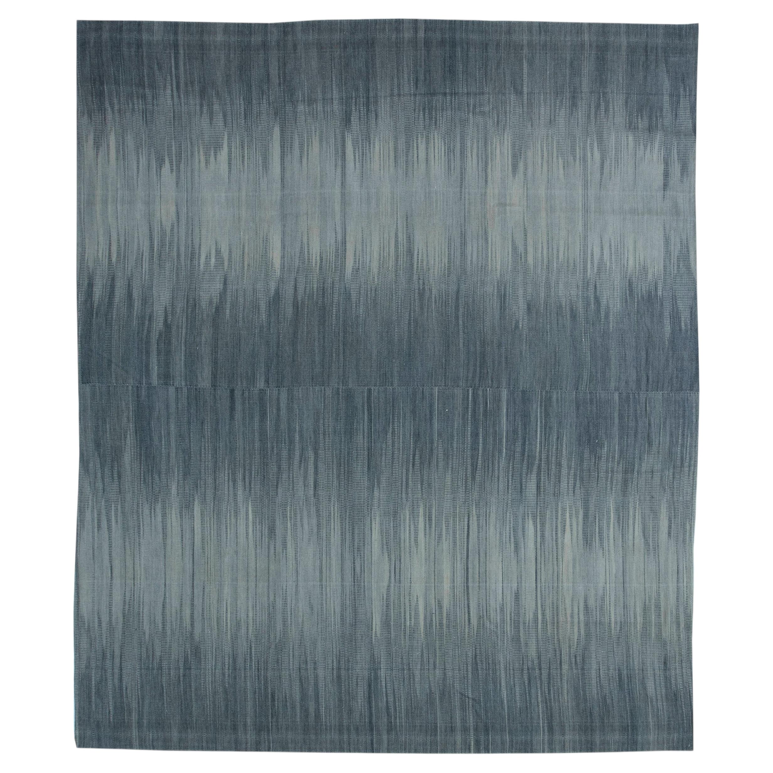 Abstract Modern Slate Gray Gradient Flatweave Rug "Silverwave" For Sale