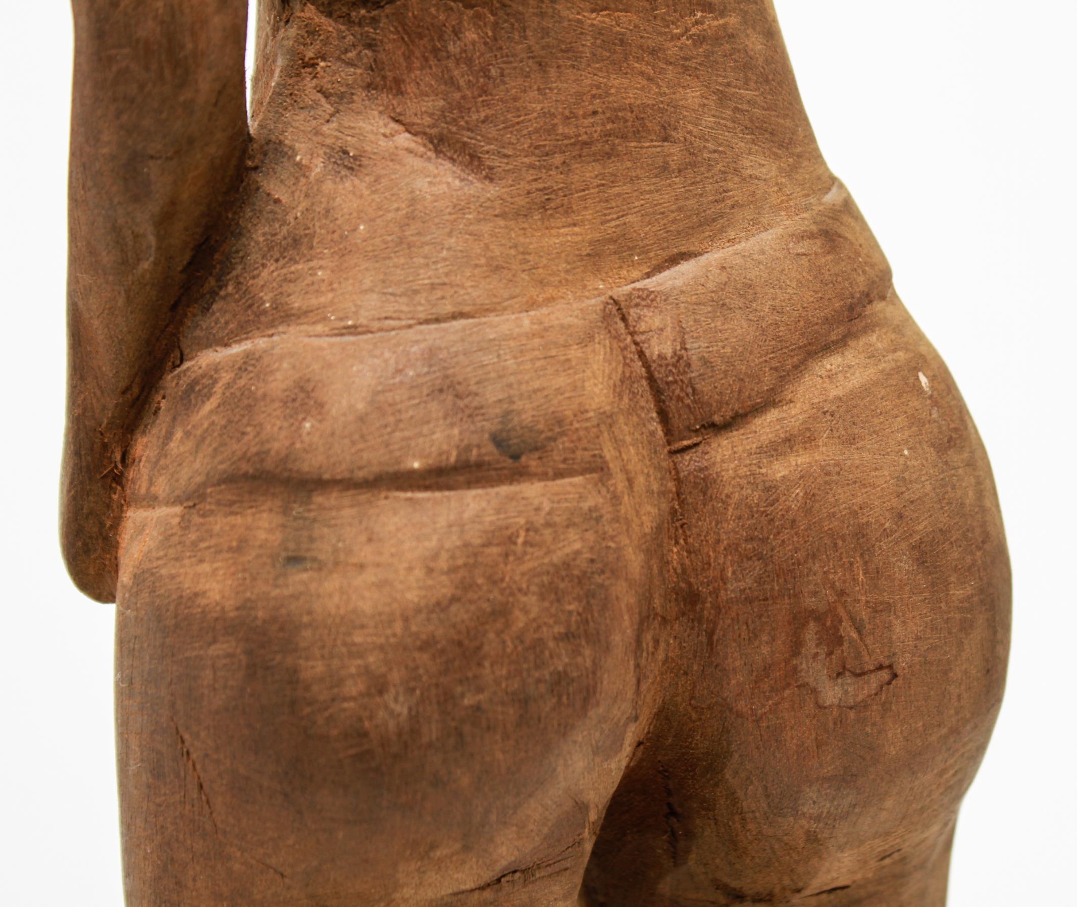 Abstract Modern Standing Female Nude in Carved Wood 2