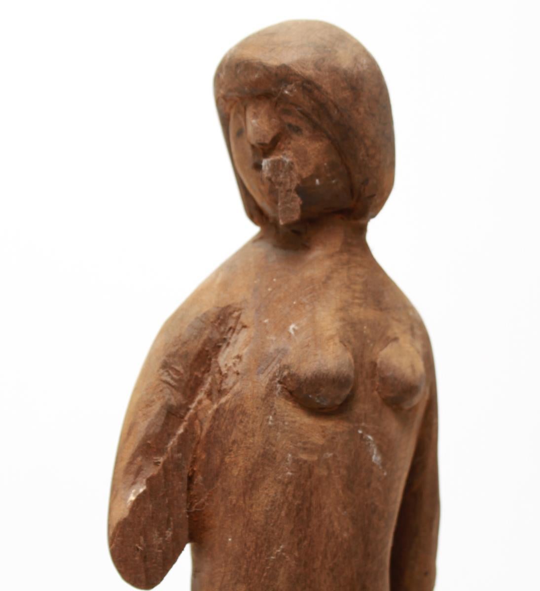 Abstract Modern Standing Female Nude in Carved Wood 4