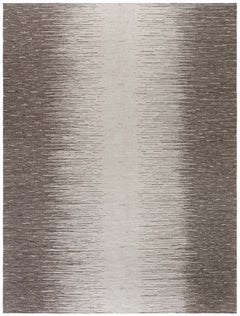 Abstract Modern Striated Flatweave Rug In Taupe And Beige "Pluvial"