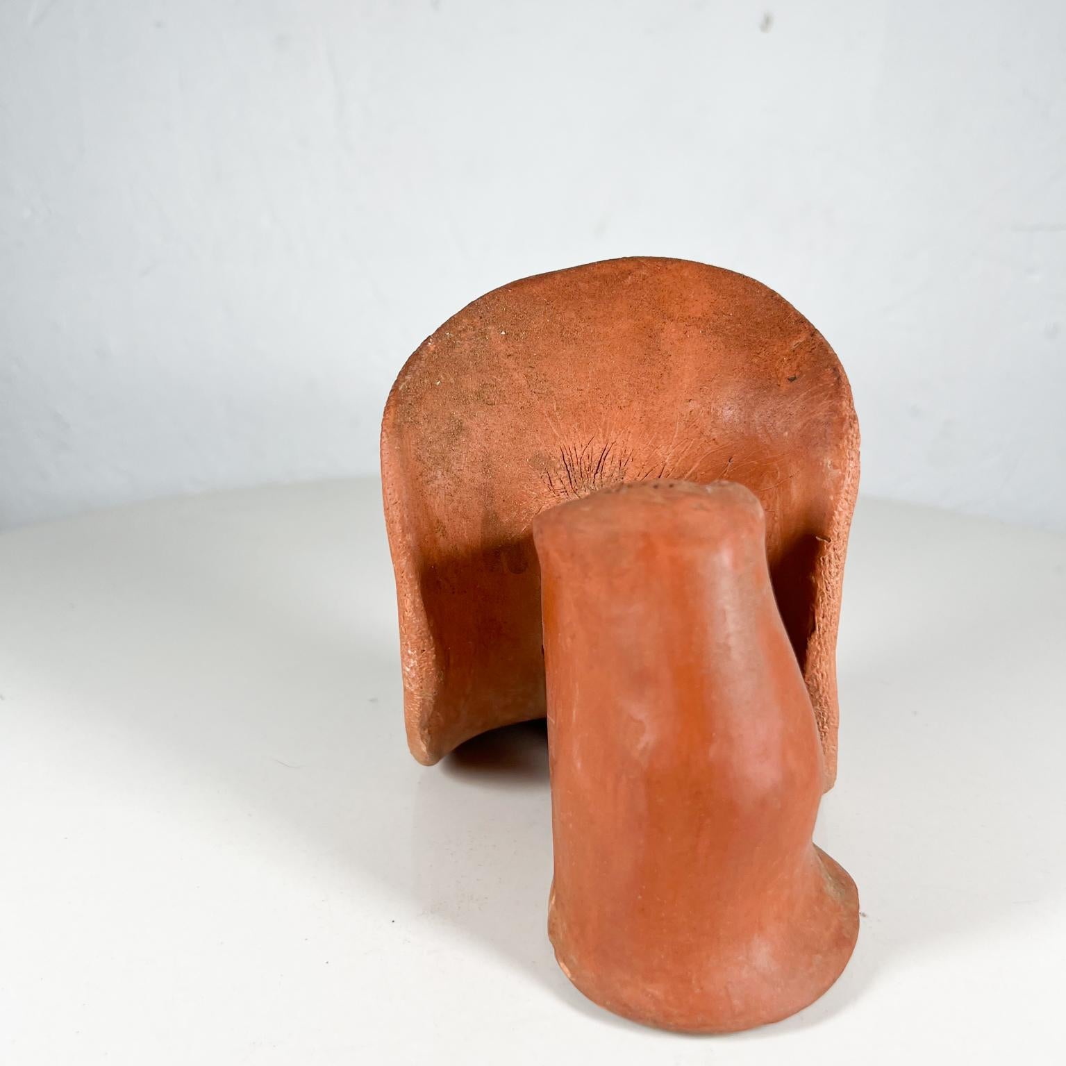Abstract Modern Textured Brown Vertebrae Sculpture Pottery Art For Sale 2