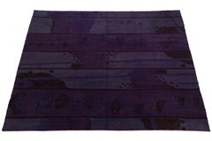 Abstract Modern Tibetan Rug in Amethyst and Slate – Hand-Knotted Wool & Silk