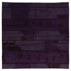 Abstract Modern Tibetan Rug in Amethyst and Slate – Hand-Knotted Wool 
Silk