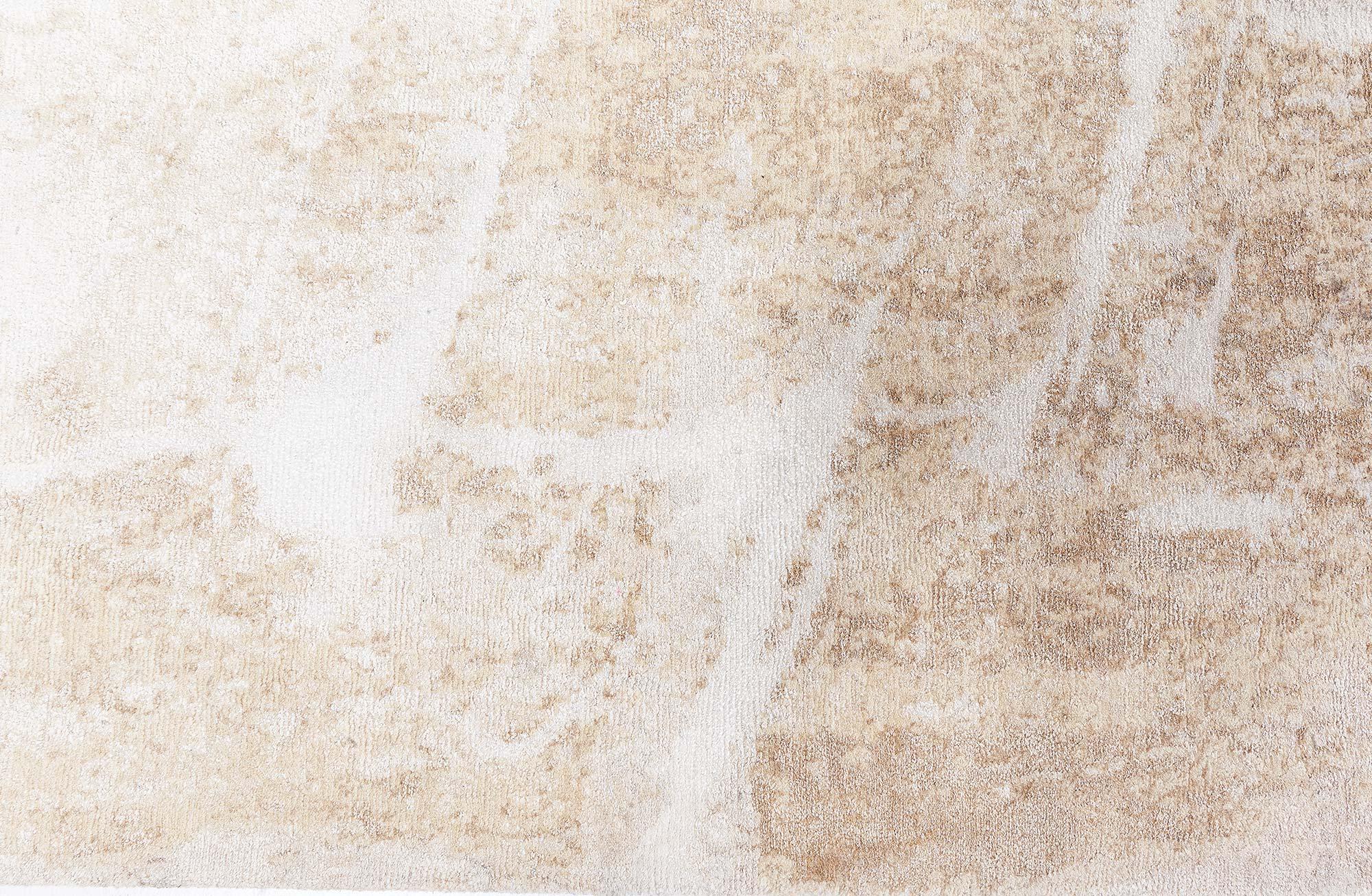 Abstrakter Moderner Tibetischer Teppich aus Seide und Wolle - 