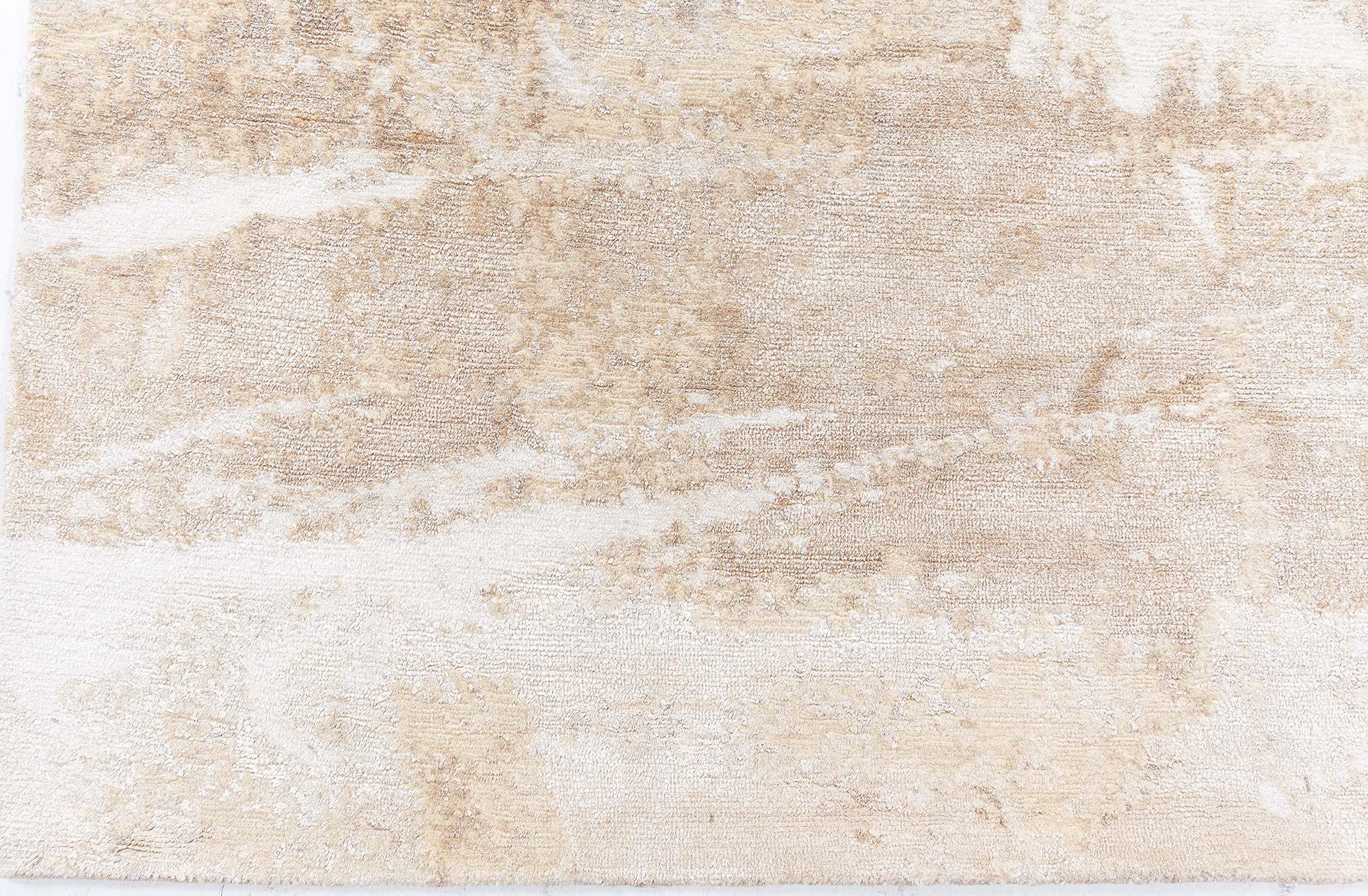 Moderne Tapis tibétain moderne abstrait en soie et laine - 