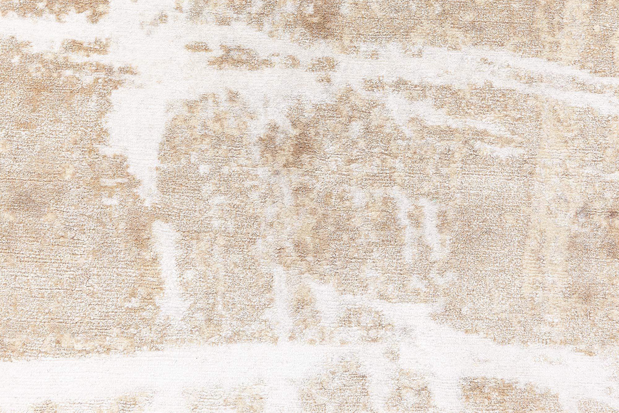 Tibétain Tapis tibétain moderne abstrait en soie et laine - 