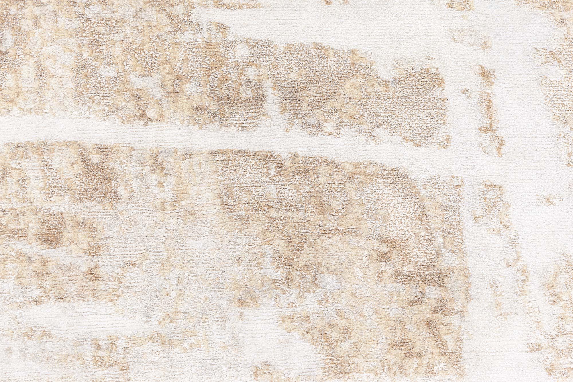 Noué à la main Tapis tibétain moderne abstrait en soie et laine - 