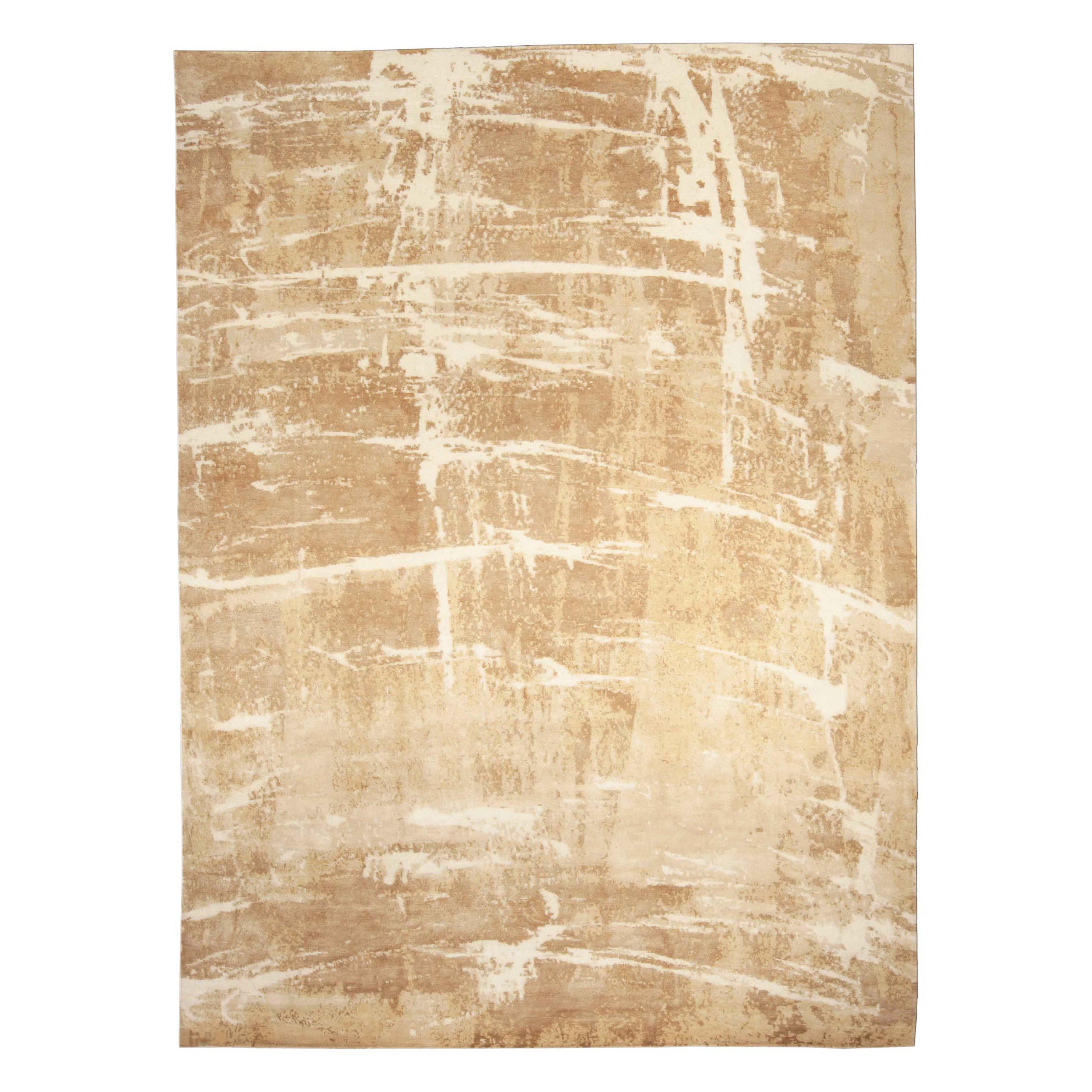 Alfombra Tibetana Abstracta Moderna de Seda y Lana - "Desierto" de Doris Leslie Blau en venta