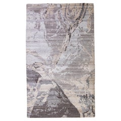 Abstract Modern Tibetan Wool Rug In Gray and Beige