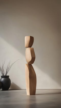 Tótem abstracto moderno de NONO en madera clara tallada Bodegón nº110
