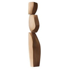Tótem abstracto moderno de NONO en madera clara tallada Bodegón nº110