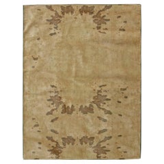 Abstract Modern Warm Tan Hand-Knotted Silk Rug "Erosion" by Doris Leslie Blau