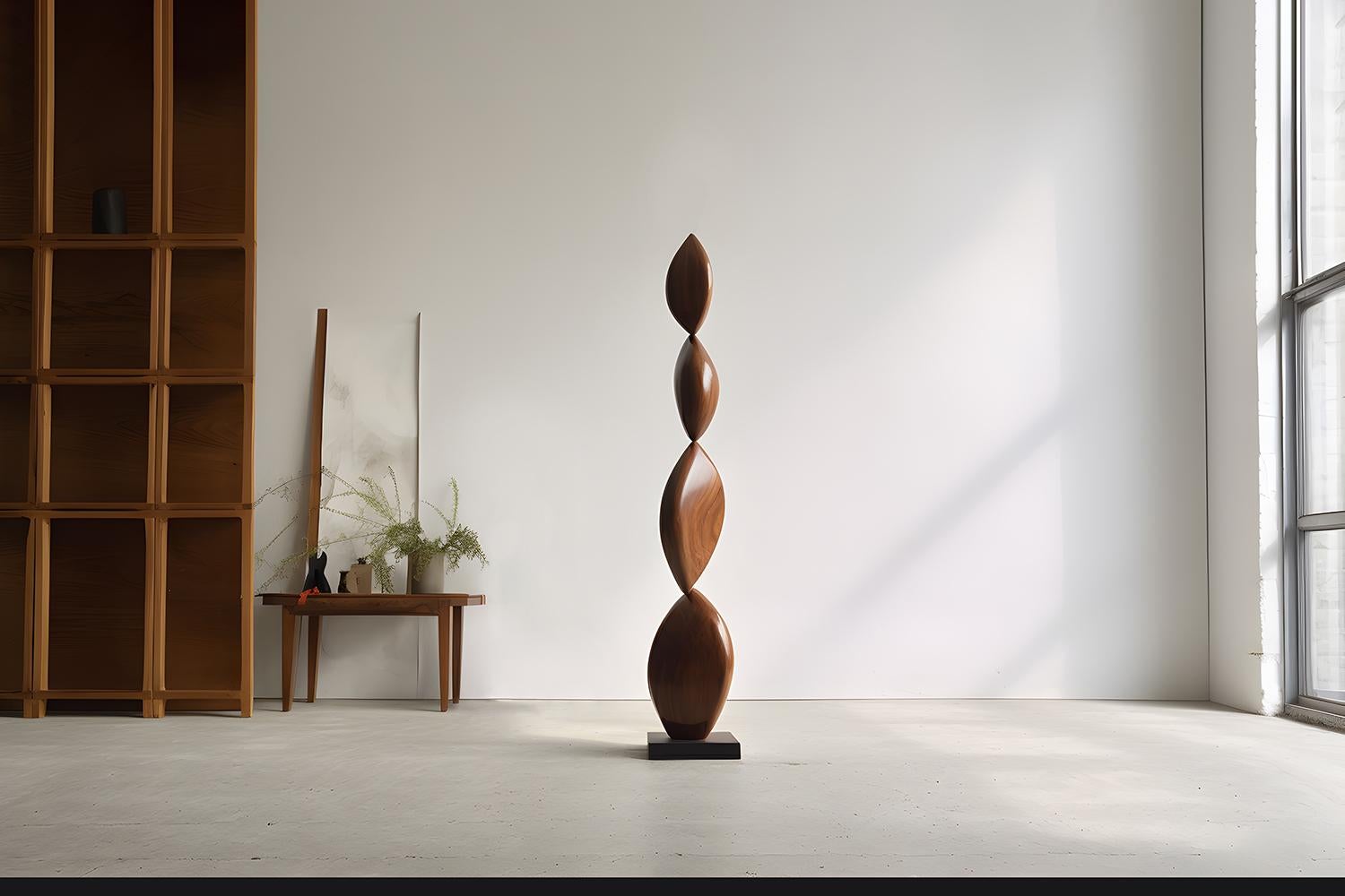 Mexican Still Stand No10: Sculptural Wood Elegance, Tall Totem by NONO by Escalona For Sale