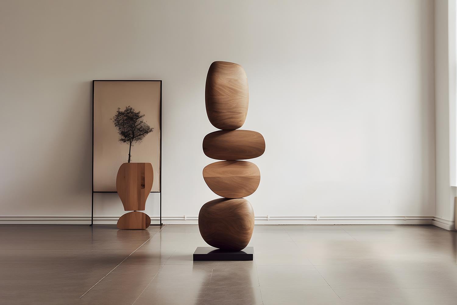 Hardwood Standing Serenity Wood Totem Still Stand No11 by NONO, A Joel Escalona Design For Sale