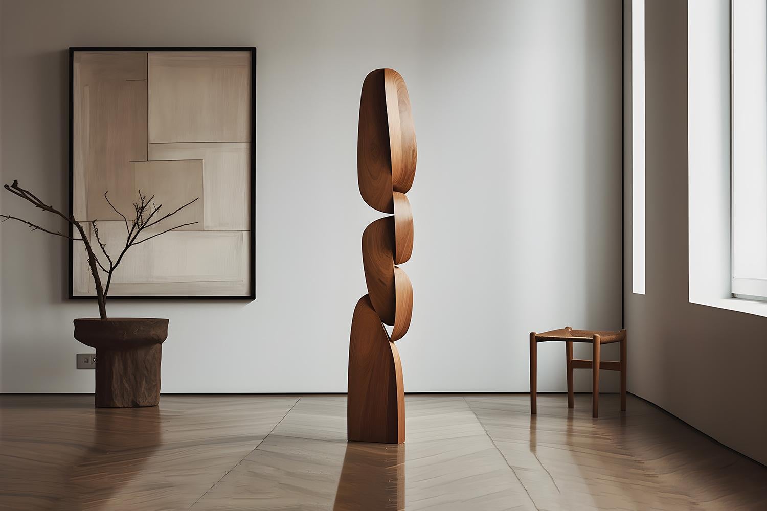Mid-Century Modern Tranquil Oak Standing Sculpture Still Stand No12: Artistry by Joel Escalona For Sale