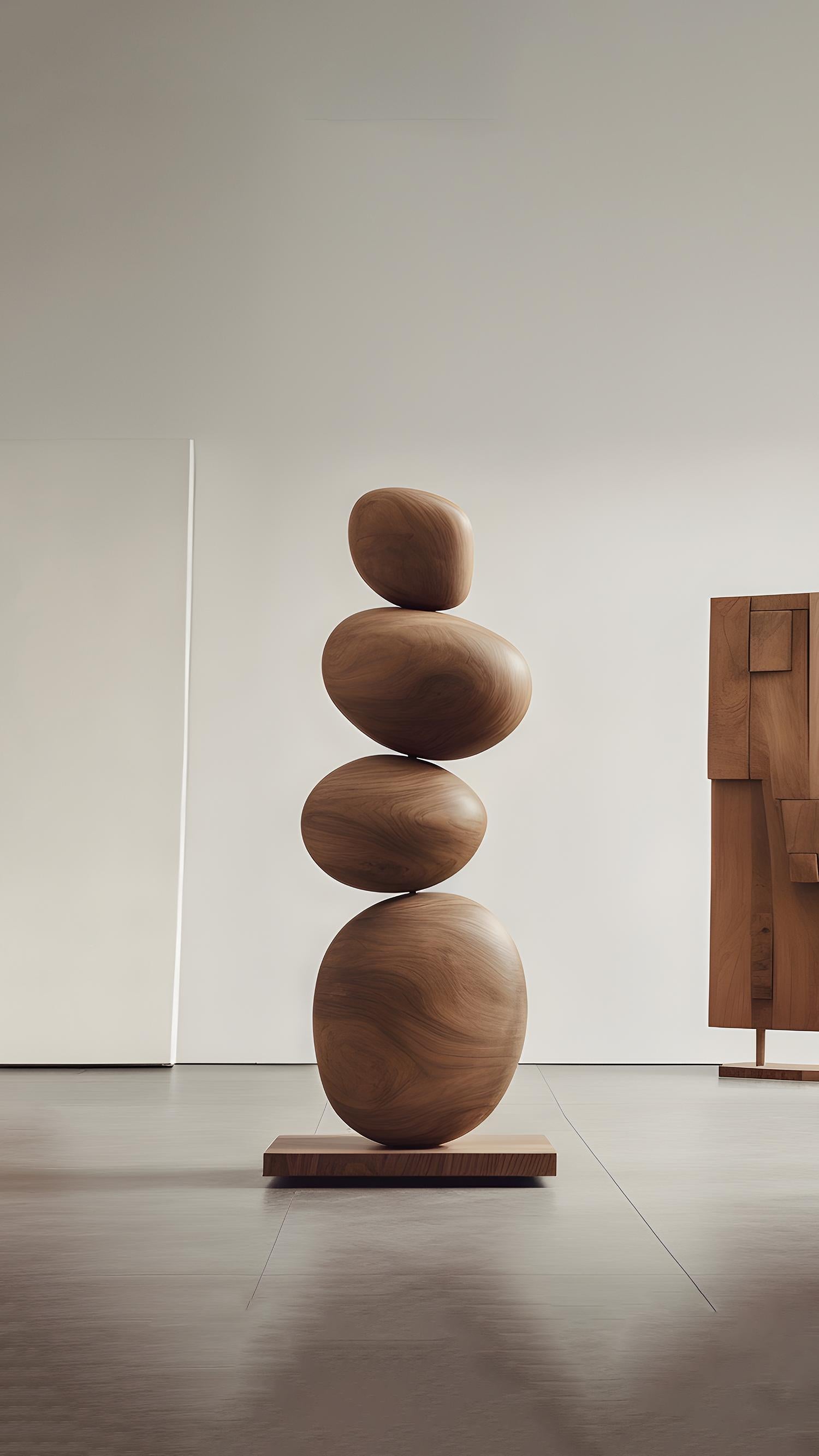 Hand-Crafted Still Stand No13: Tall Wooden Totem Sculpture by NONO, Escalona Design For Sale