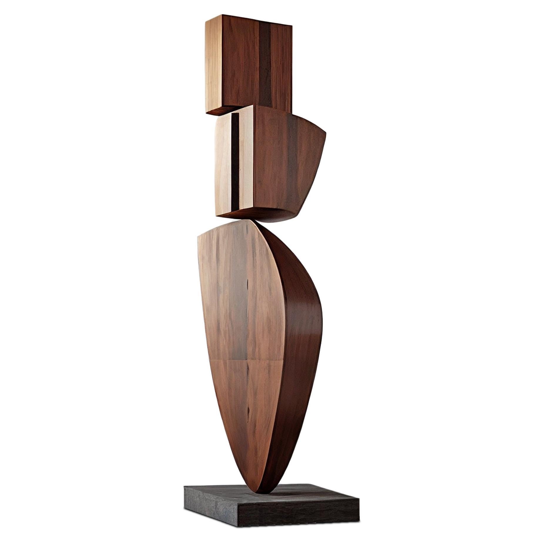 Standing Totem Wood Sculpture, Still Stand No3 by Joel Escalona