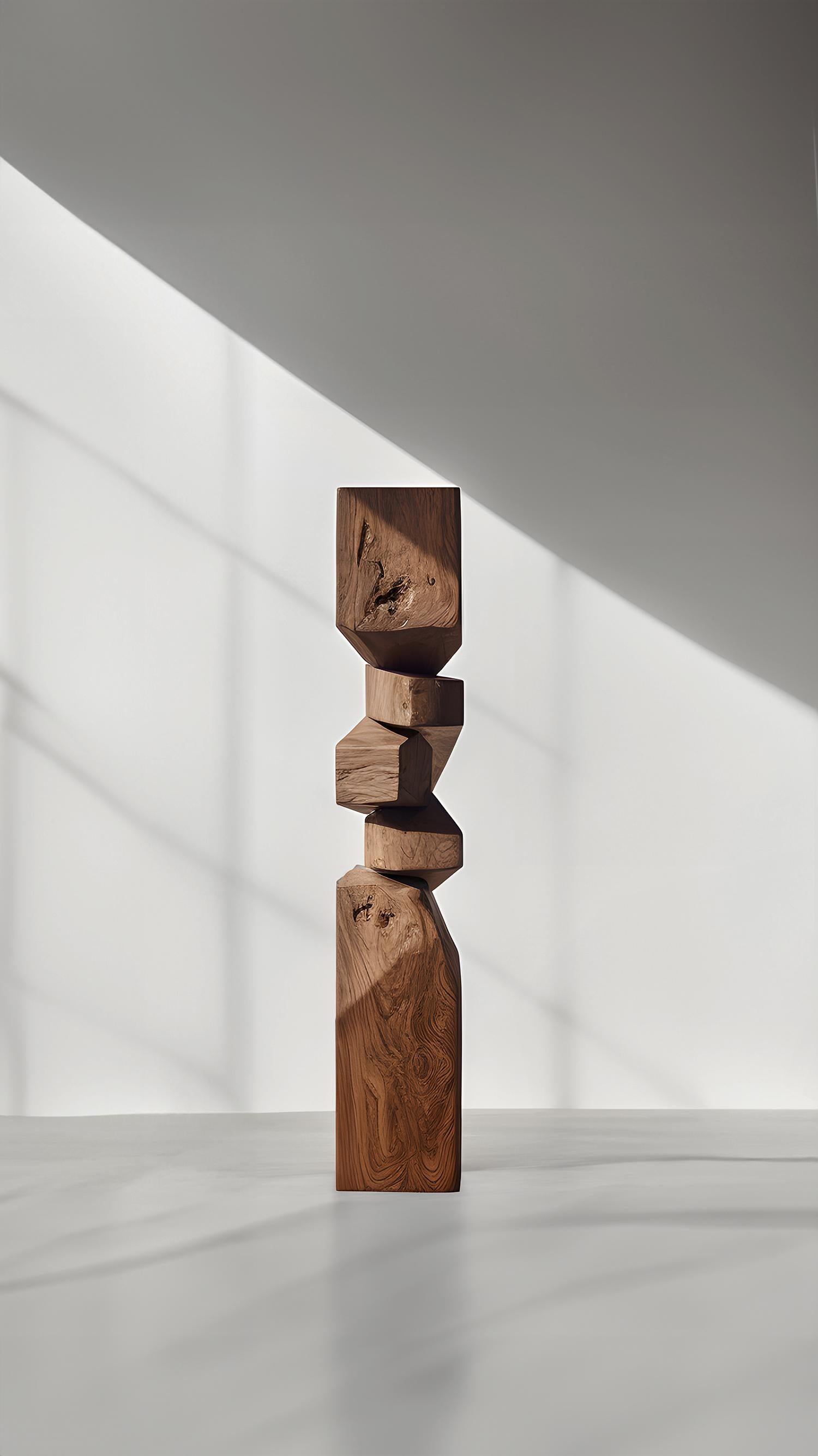 Mexican Still Stand No32: Graceful Walnut Standing Sculpture, Escalona Crafted For Sale