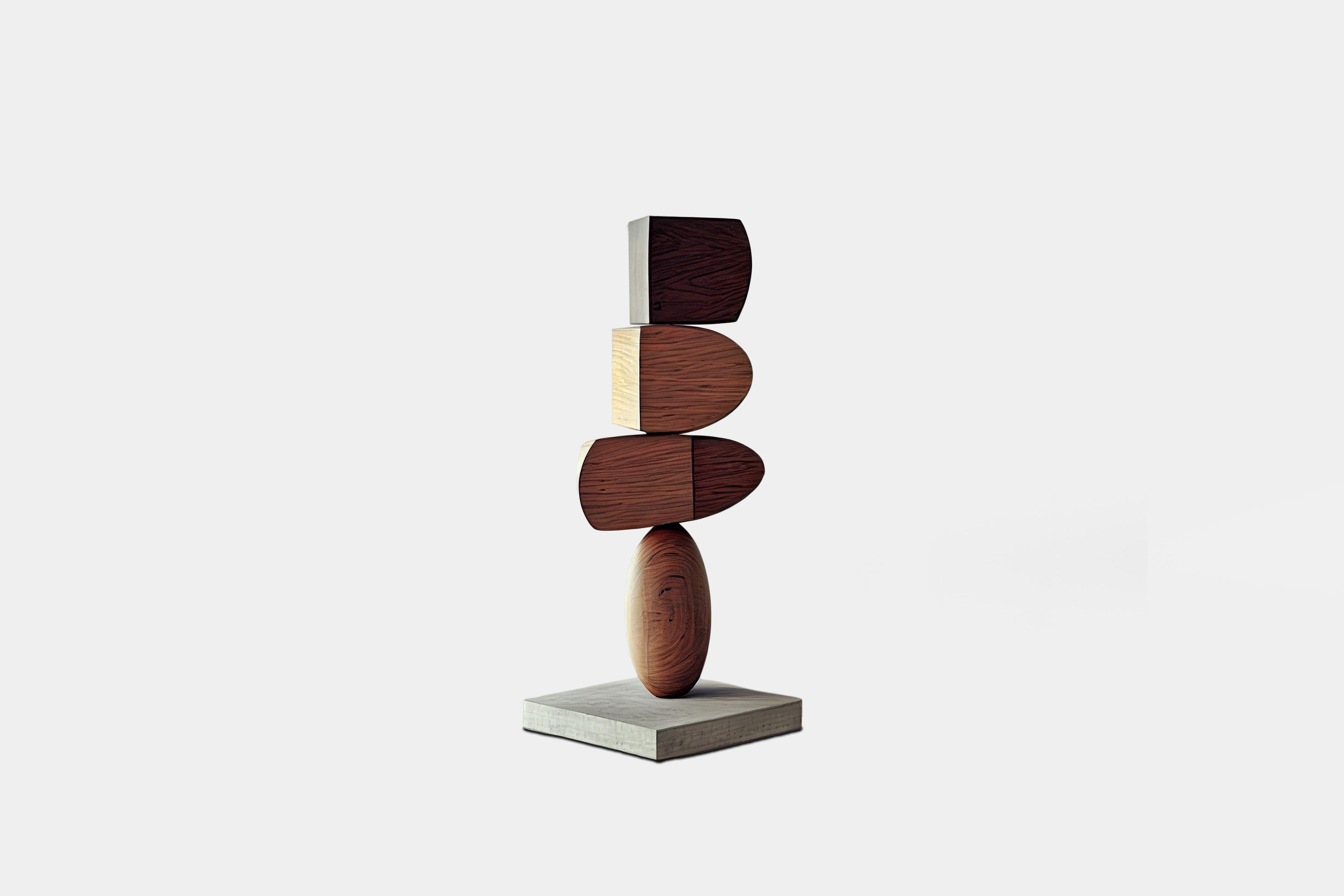 Minimalist Standing Totem Wood Sculpture, Still Stand No4 by Joel Escalona For Sale